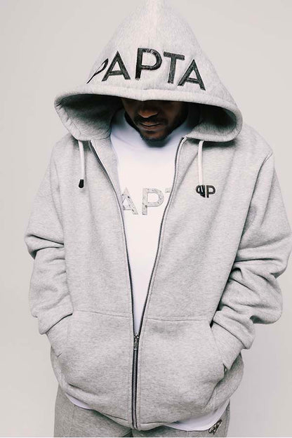 PAPTA Grey Melange Zipper Hoodie